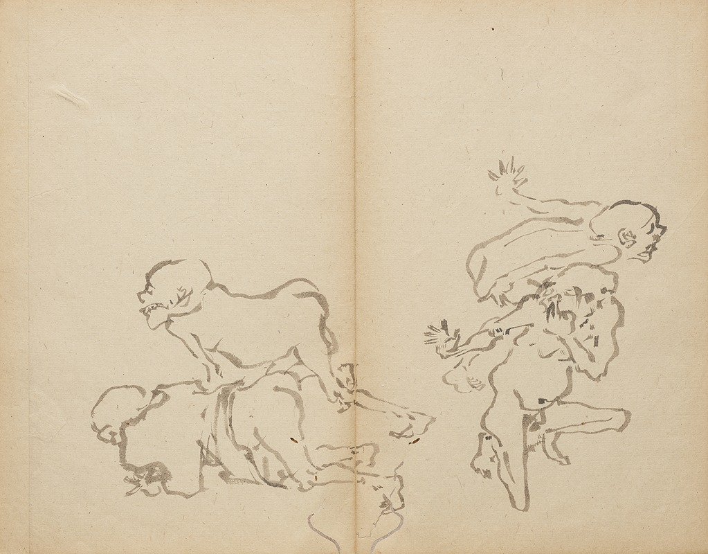 Kawanabe Kyōsai - Seniors’ Farting Contest