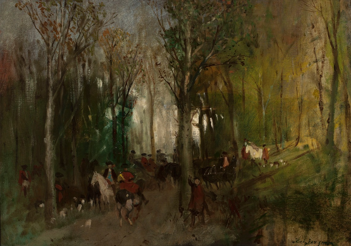Maksymilian Gierymski - Departure for the Hunt, sketch