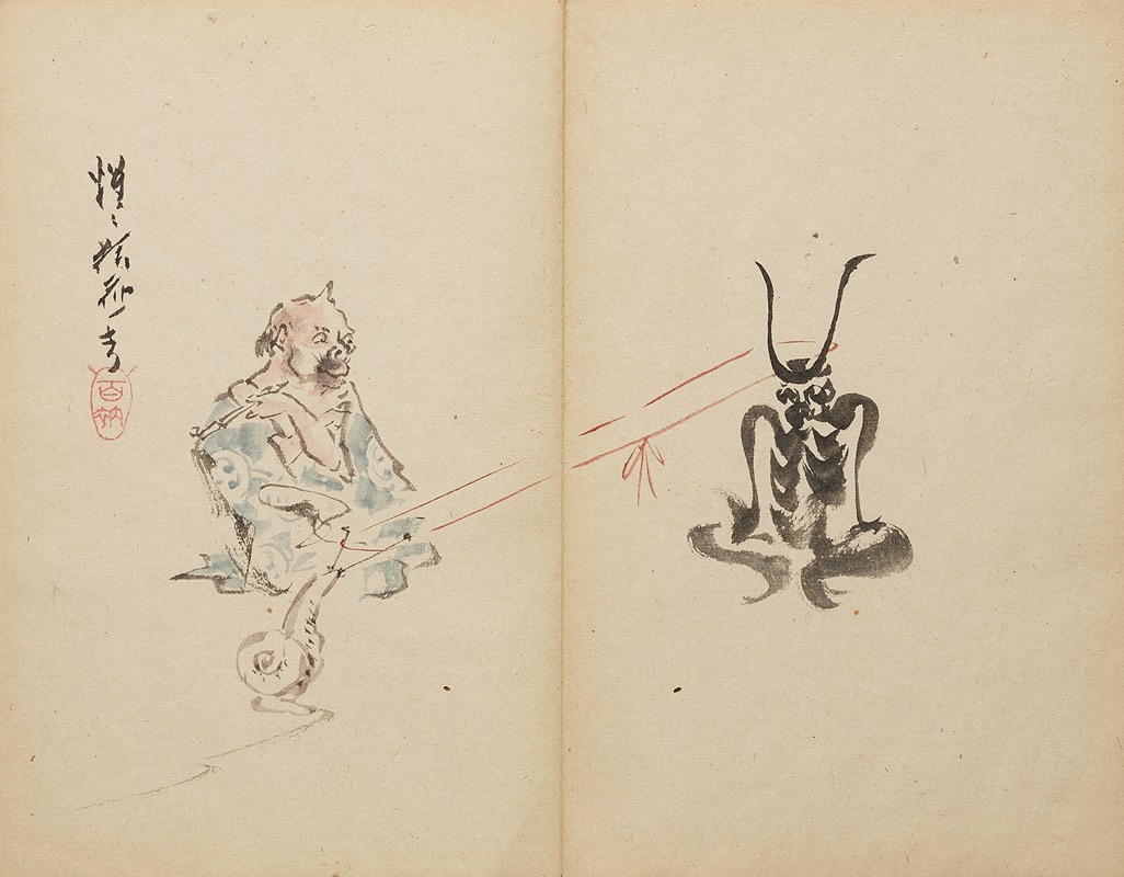 Kawanabe Kyōsai - Snail Versus Demon