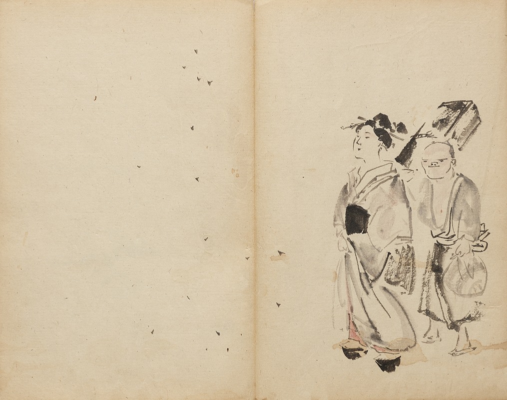 Kawanabe Kyōsai - Woman and Servant