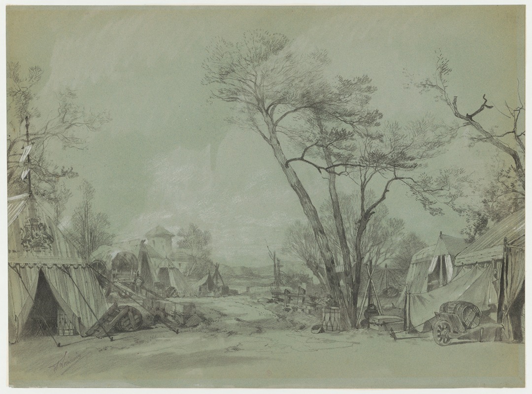 Alfred Lemeunier - Cyrano de Bergerac – maquette de décor – le siège d’Arras, le campement après la bataille