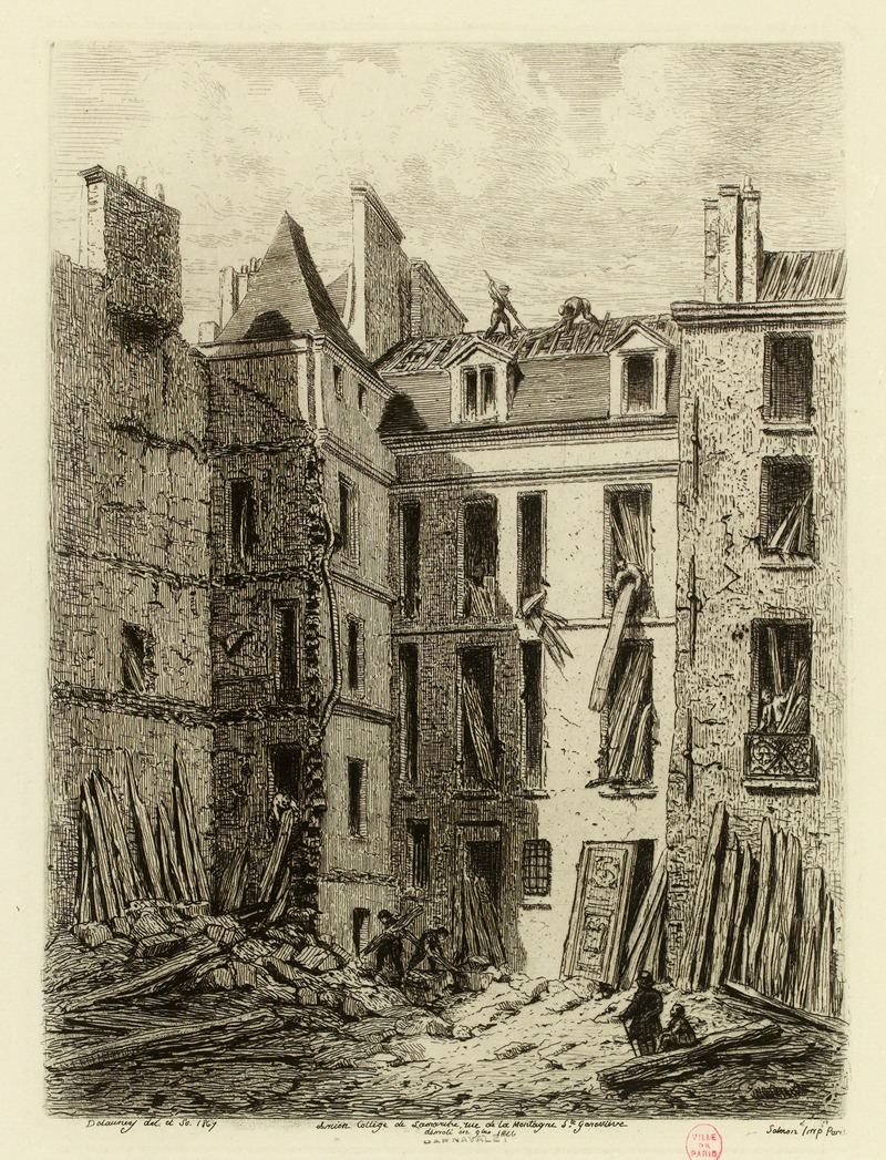 Alfred Alexandre Delauney - Ancien collège de Lamarche rue de la Montagne Ste-Geneviève, démoli en octobre 1866