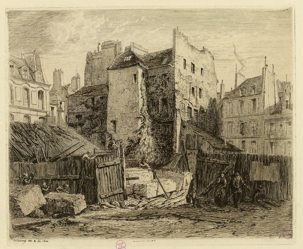 Alfred Alexandre Delauney - Maisons rue du Cloître Notre-Dame