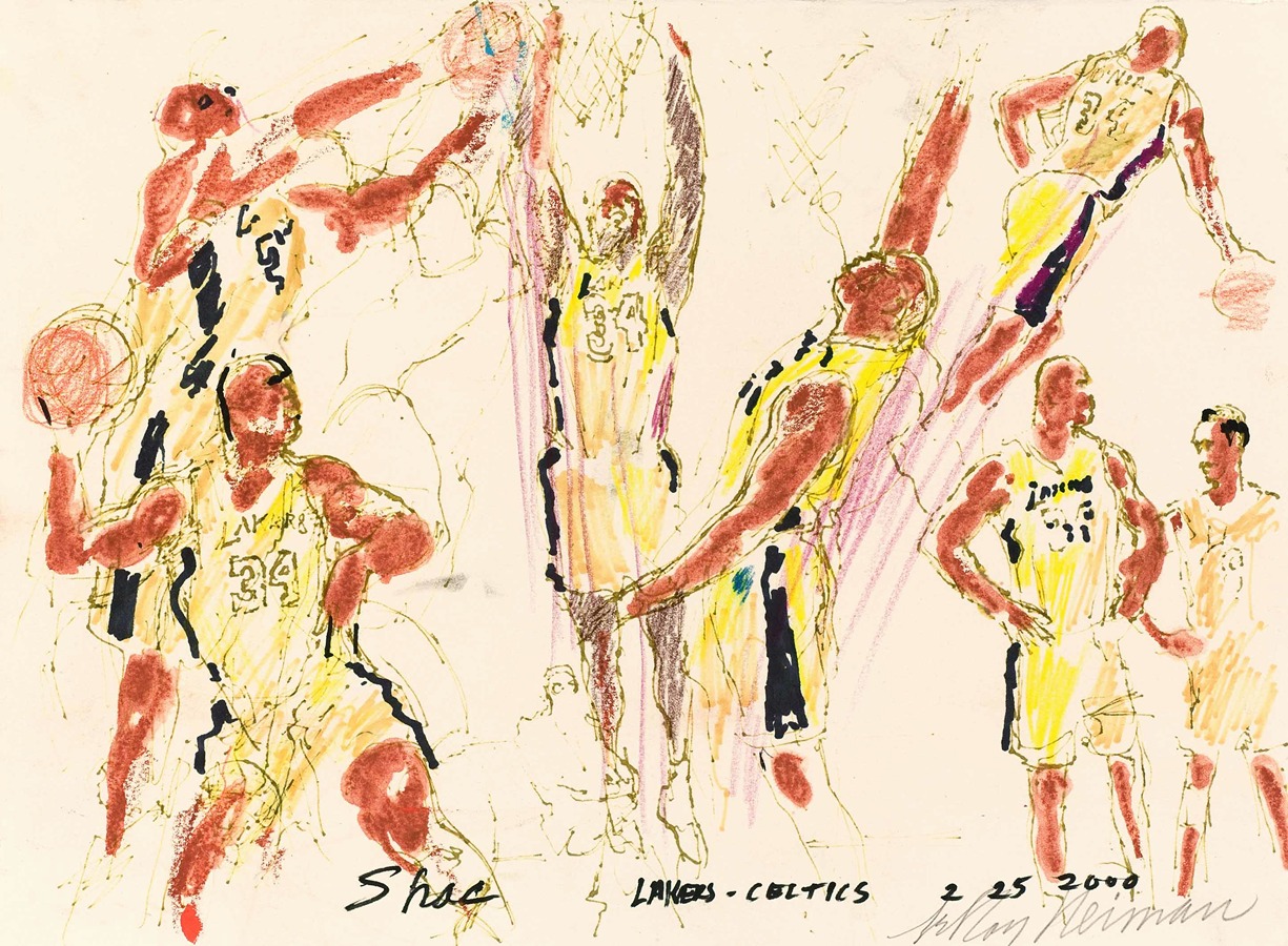 LeRoy Neiman - Los Angeles Lakers-Boston Celtics (Shaquille O’Neal studies)