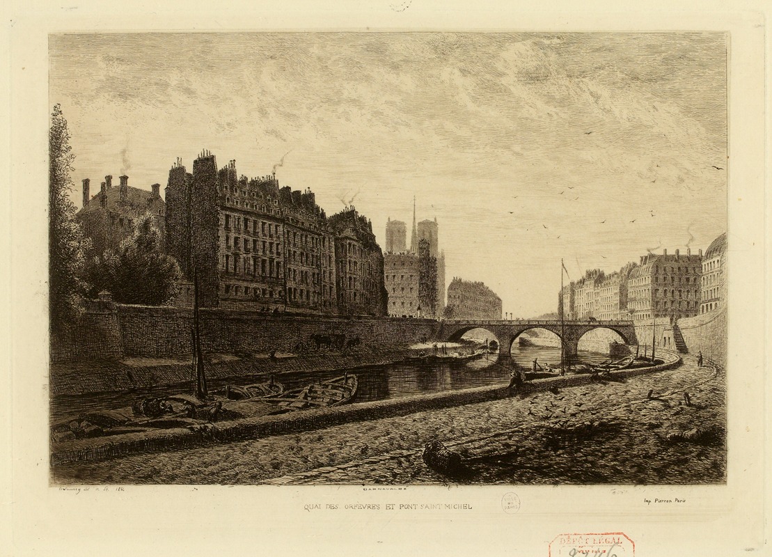 Alfred Alexandre Delauney - Pont St-Michel et quai des Orfèvres