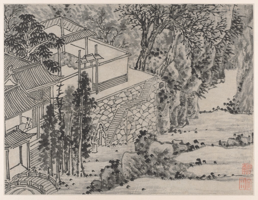 Shen Zhou - The Enlightened Stone Retreat, from Twelve Views of Tiger Hill, Suzhou