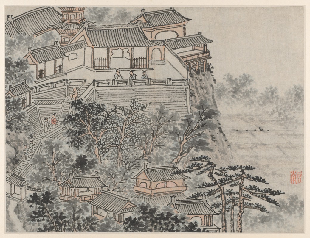 Shen Zhou - The Five Sages Terrace, from Twelve Views of Tiger Hill, Suzhou