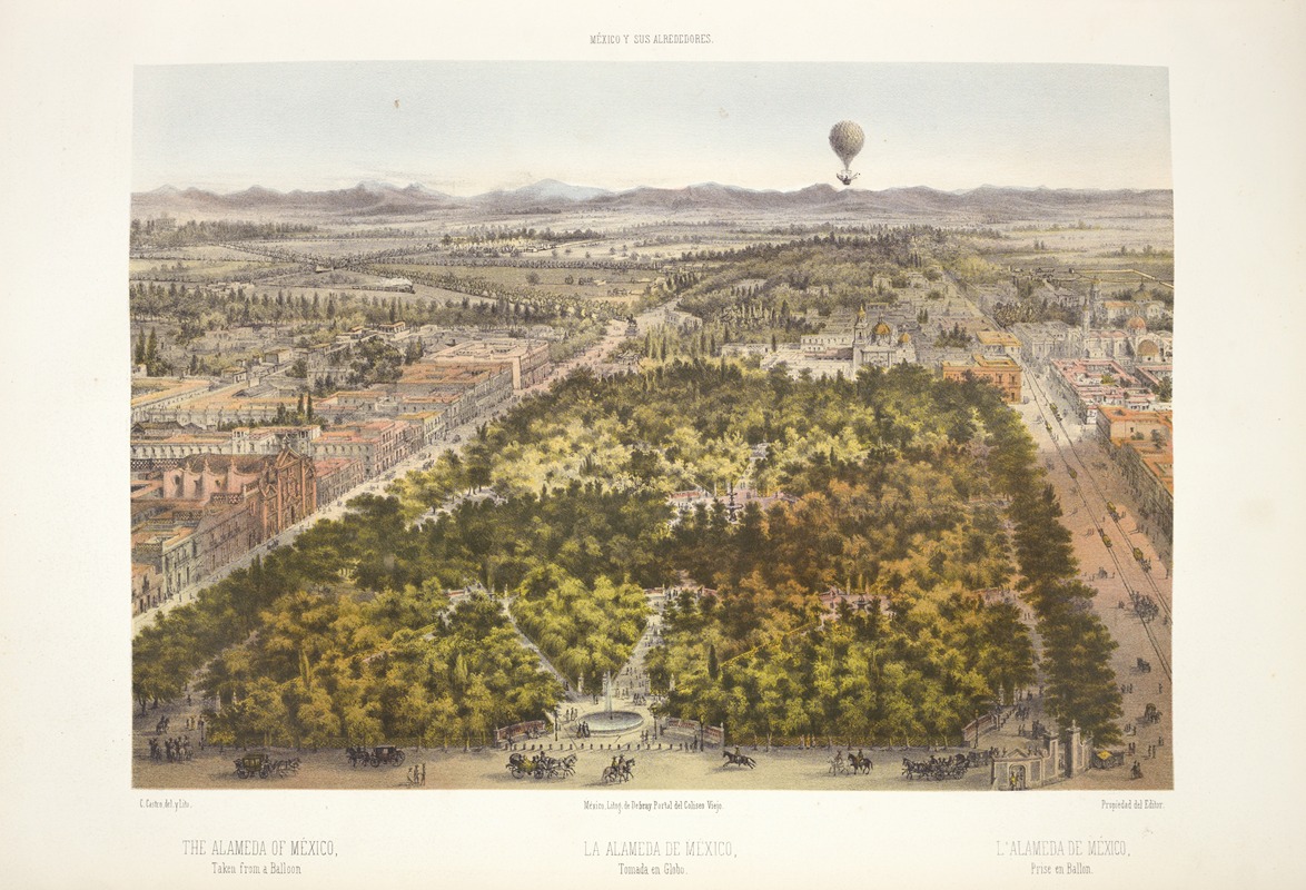C. Castro - The Alameda of Mexico, taken from a balloon.