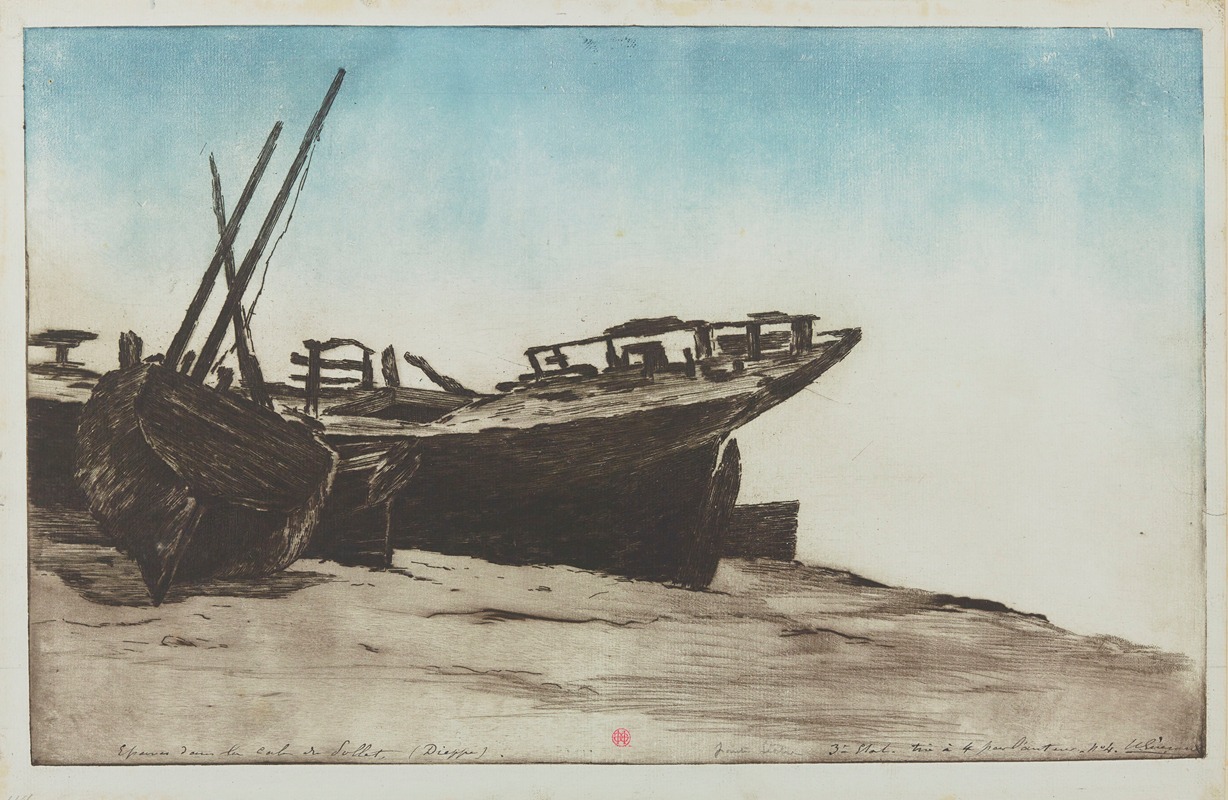 Henri-Charles Guérard - Epaves dans la cale du Pollet, Dieppe