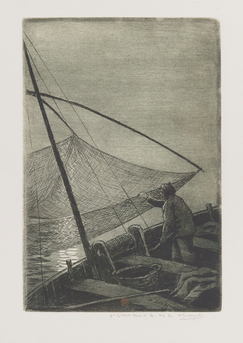 Henri-Charles Guérard - Le pêcheur au carrelet