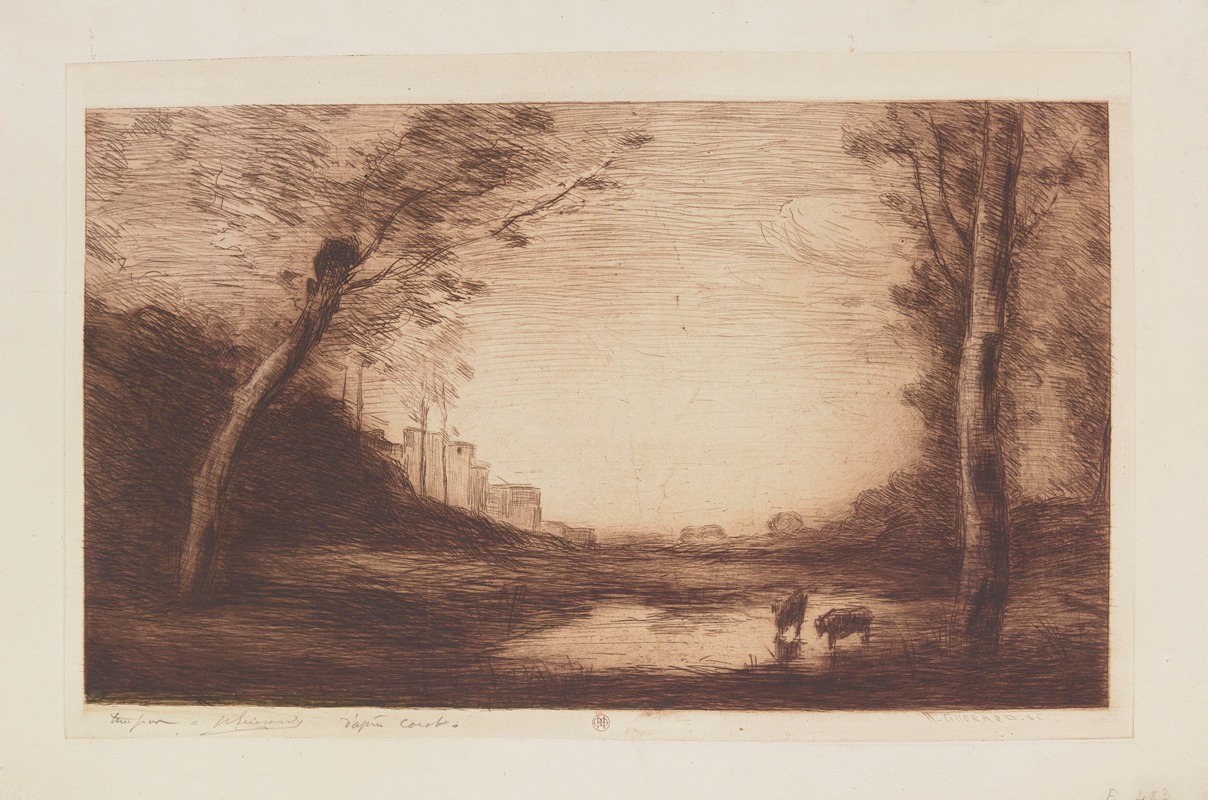 Henri-Charles Guérard - Paysage de Toscane, d’après Corot