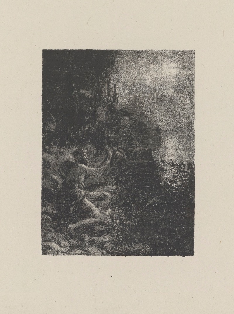 Ker-Xavier Roussel - Dieu marin sur une rive rocheuse au clair de lune