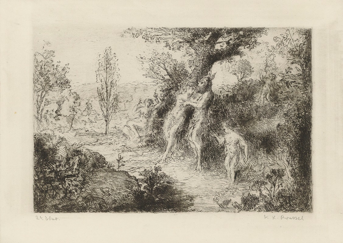 Ker-Xavier Roussel - Faunes et nymphes dans un chemin forestier