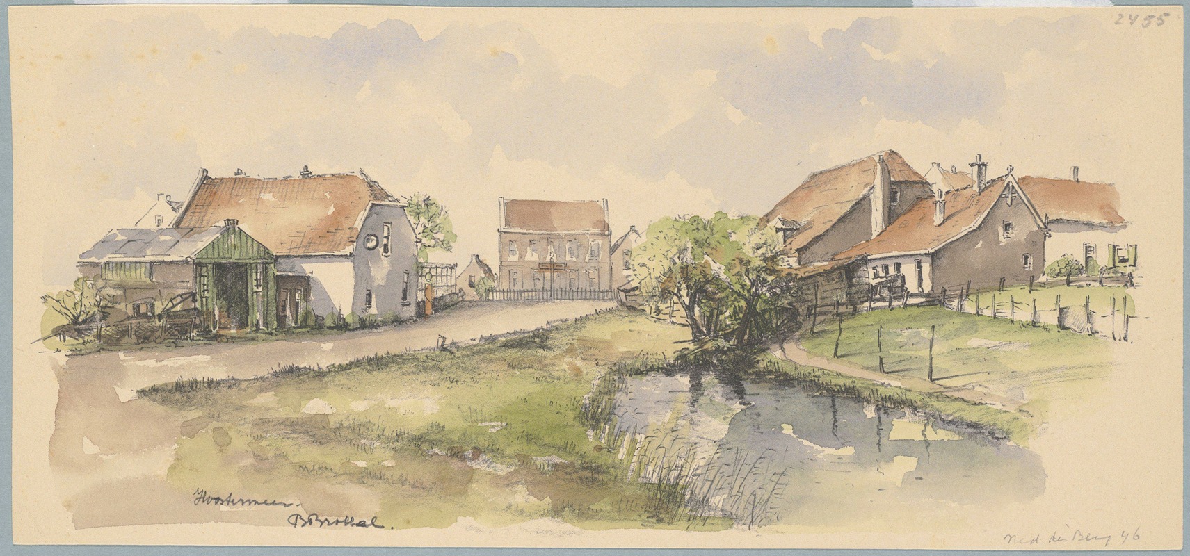 Bob Brobbel - De buurtschap Overmeer vanuit de Hoostermeer (de Meerweg) gezien