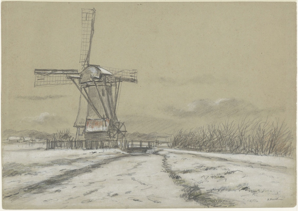 Hendrik Hulk - Molen in de Veenpolder bij de Leidsevaart
