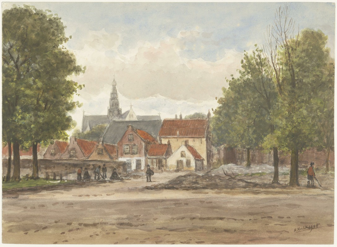 Hendrik Hulk - Jacobstraat bij de Zuiderstraat, met terrein der gesloopte gasfabriek