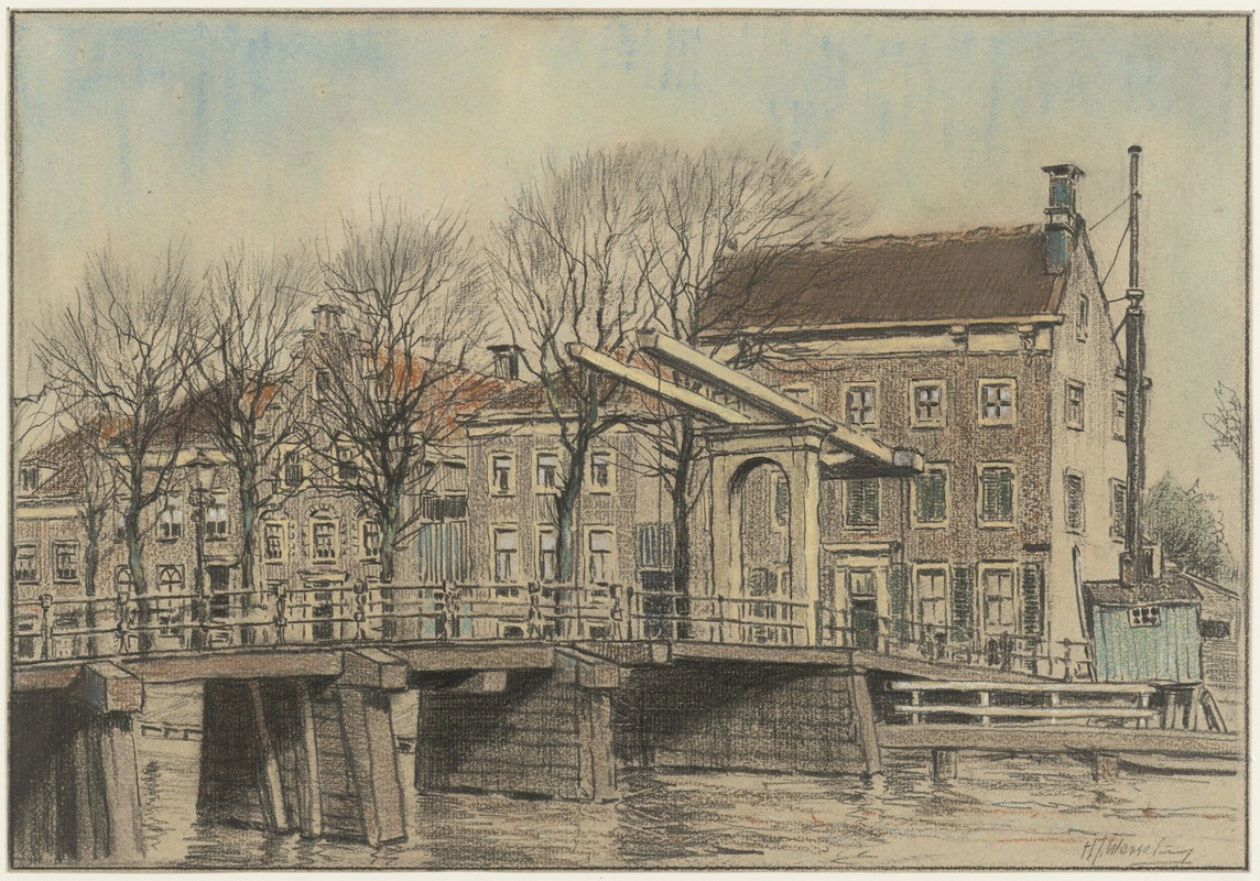 Hendrik Jan Wesseling - Lange Brug, zuidwestzijde en omgeving
