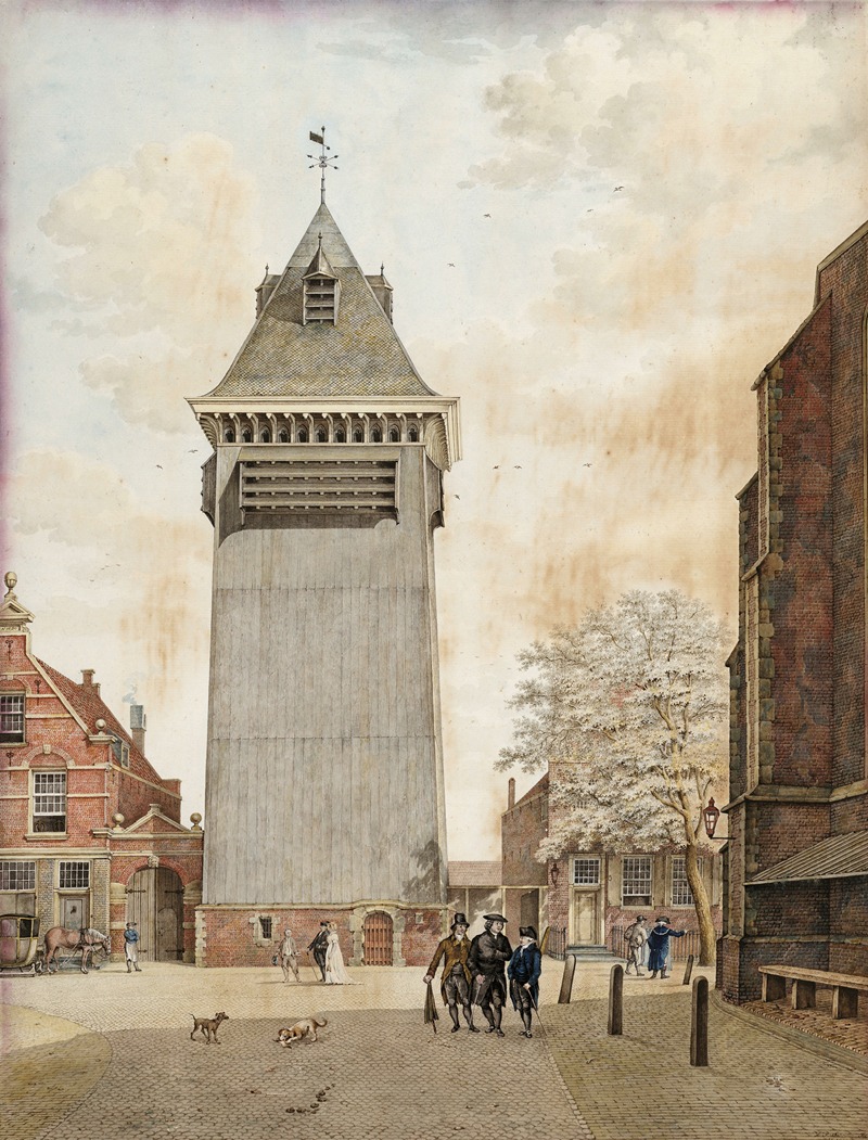 Hermanus Petrus Schouten - Gezicht op het Klokhuisplein met de klokhuistoren.