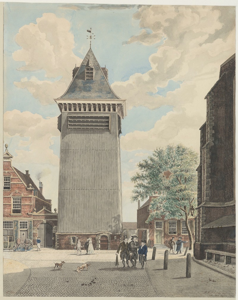 Hermanus Petrus Schouten - Gezicht op het Klokhuisplein vanaf de Riviervismarkt met op de achtergrond het Klokhuis.