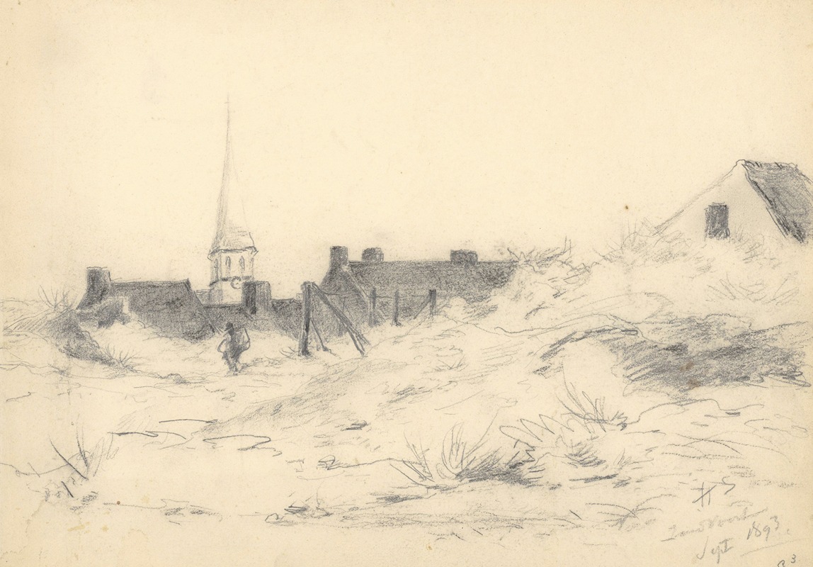 Hobbe Smith - Gezicht op het dorp vanuit de duinen