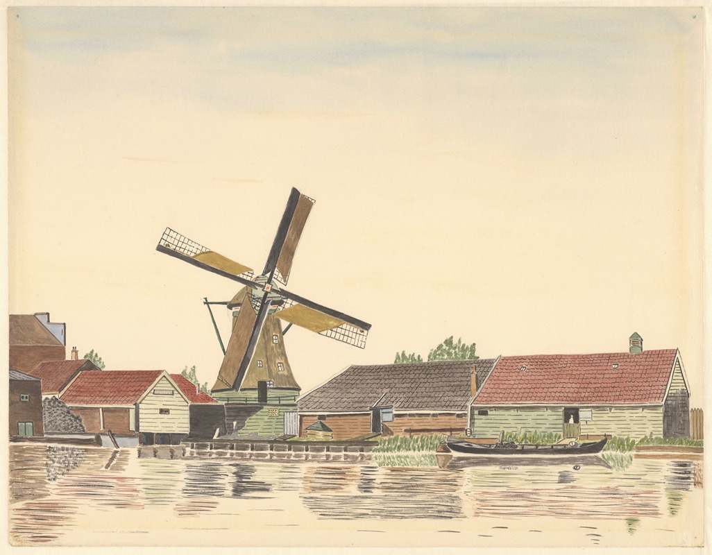 Johannes Nicolaas Eijman - Molen Het Vool of Het Jonge-Vool aan het Zaandijkerwegje, verbrand 1930