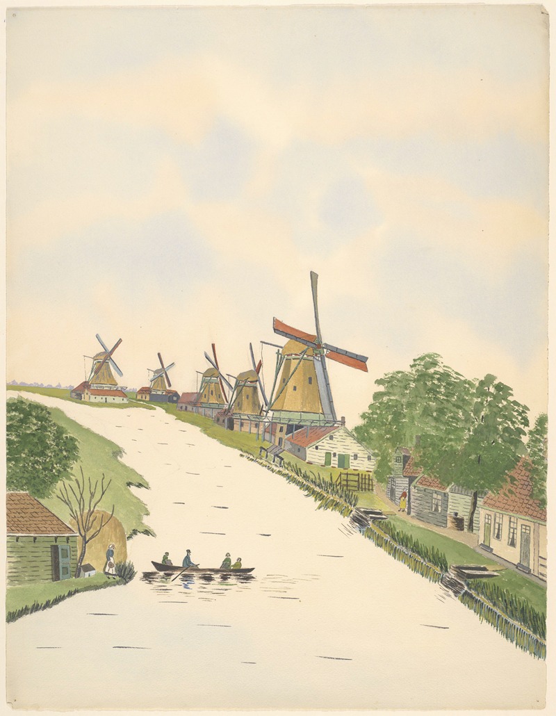 Johannes Nicolaas Eijman - molens; De Noordervaldeursloot, Oostzaandam. De Sluiswachter (ook wel Rooie-Molen ); Het Kaar; De Kwak; De Duinmaaijer; De Zeef
