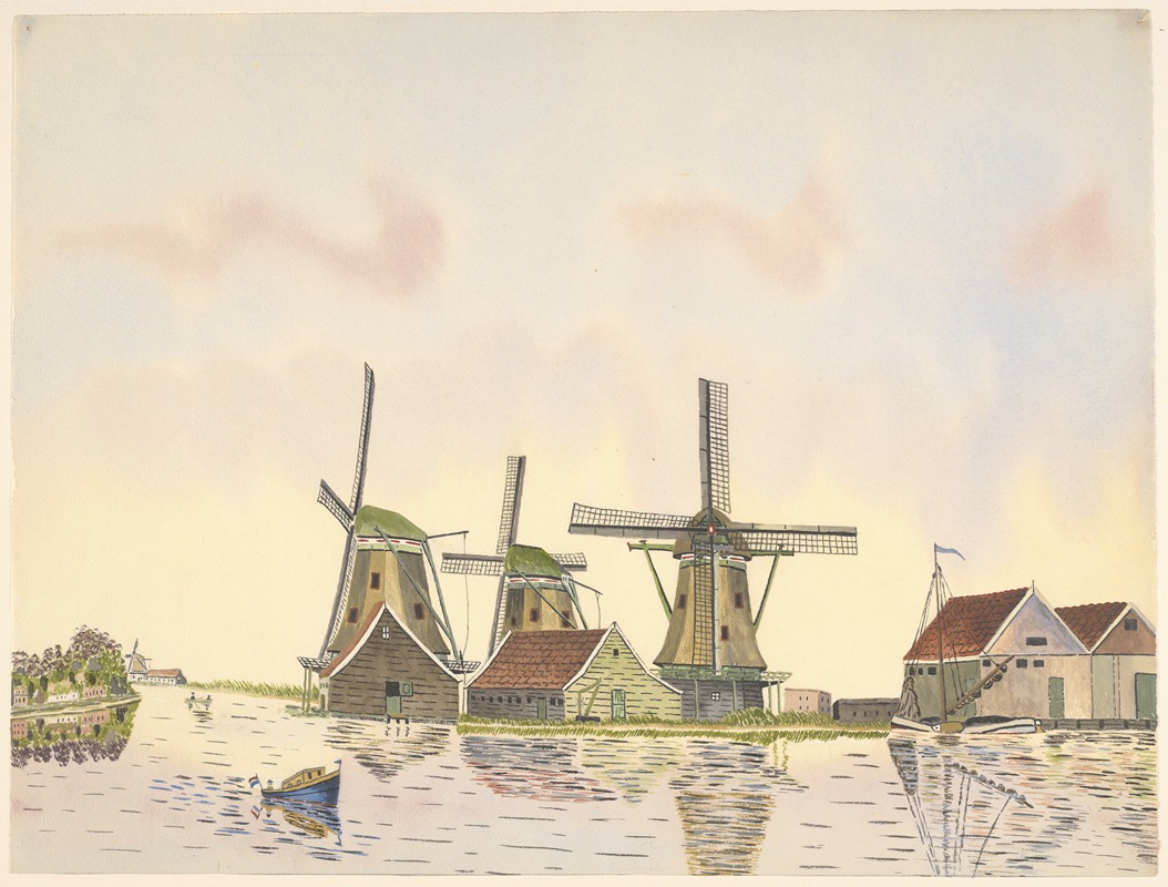 Johannes Nicolaas Eijman - molens; De Ooievaar; De Windhond; De Gans aan de Kalverringdijk