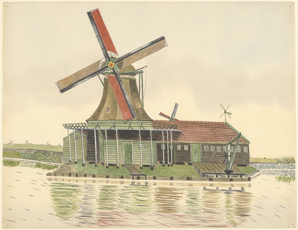 Johannes Nicolaas Eijman - molens; oliemolen De Kogmeeuw, aan de Poel bij het Kalf, Zaandam