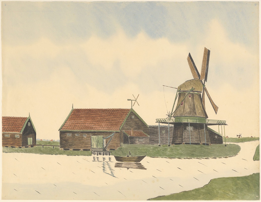 Johannes Nicolaas Eijman - Verfmolen De Rob, aan de oostzijde van de Westerveersloot, hoek Diksloot, verbrand 1888
