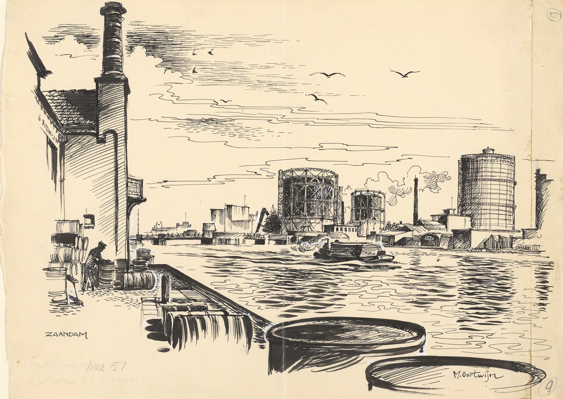Maarten Oortwijn - Gezicht op de gasfabrieken van Zaandam aan de Zaan