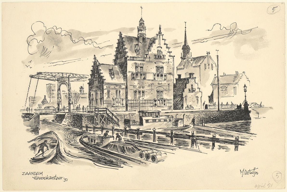 Maarten Oortwijn - Gezicht op het havenkantoor te Zaandam.