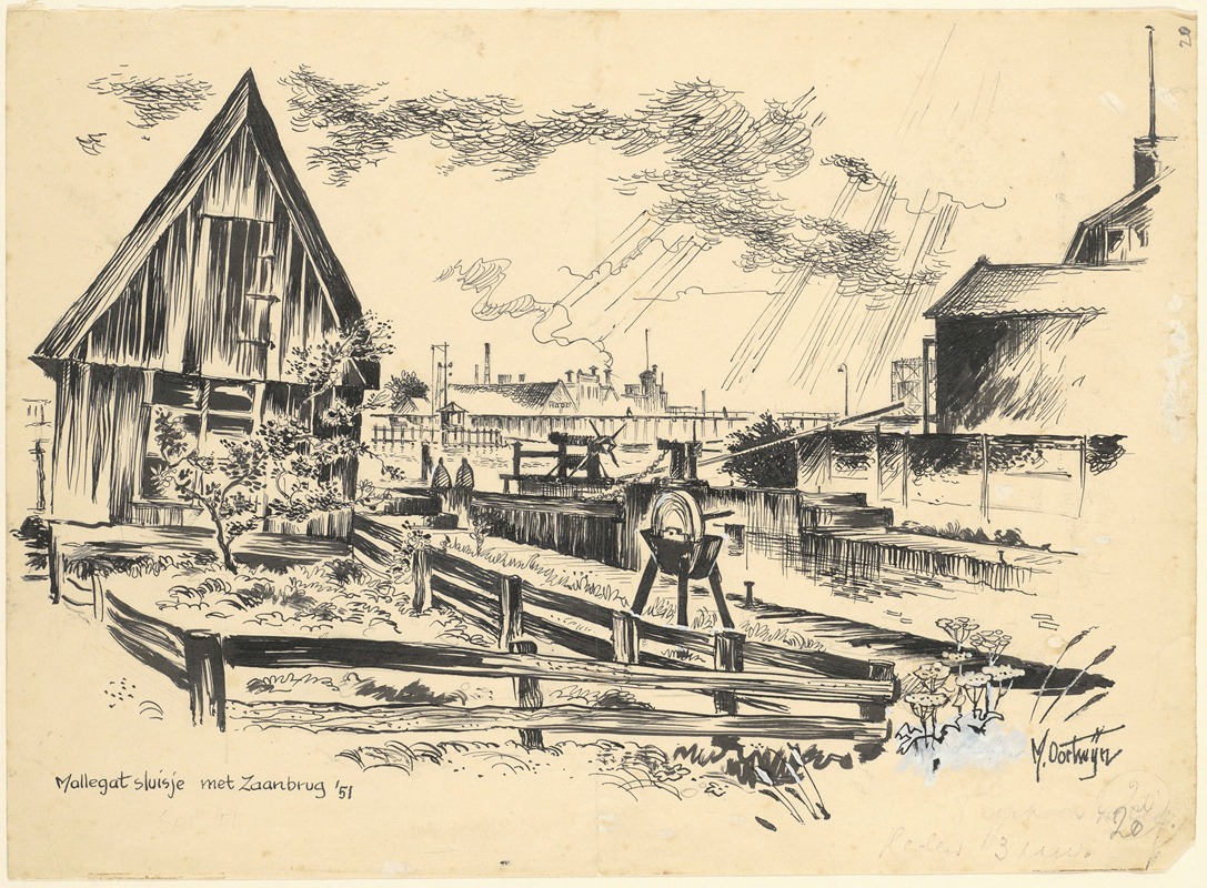 Maarten Oortwijn - Gezicht op het Mallegatsluisje, op de achtergrond de Zaanbrug