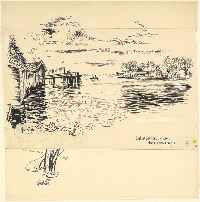 Maarten Oortwijn - Gezicht op Oost- en West-Knollendam, bij de steiger van de rederij Alkmaar Packet.
