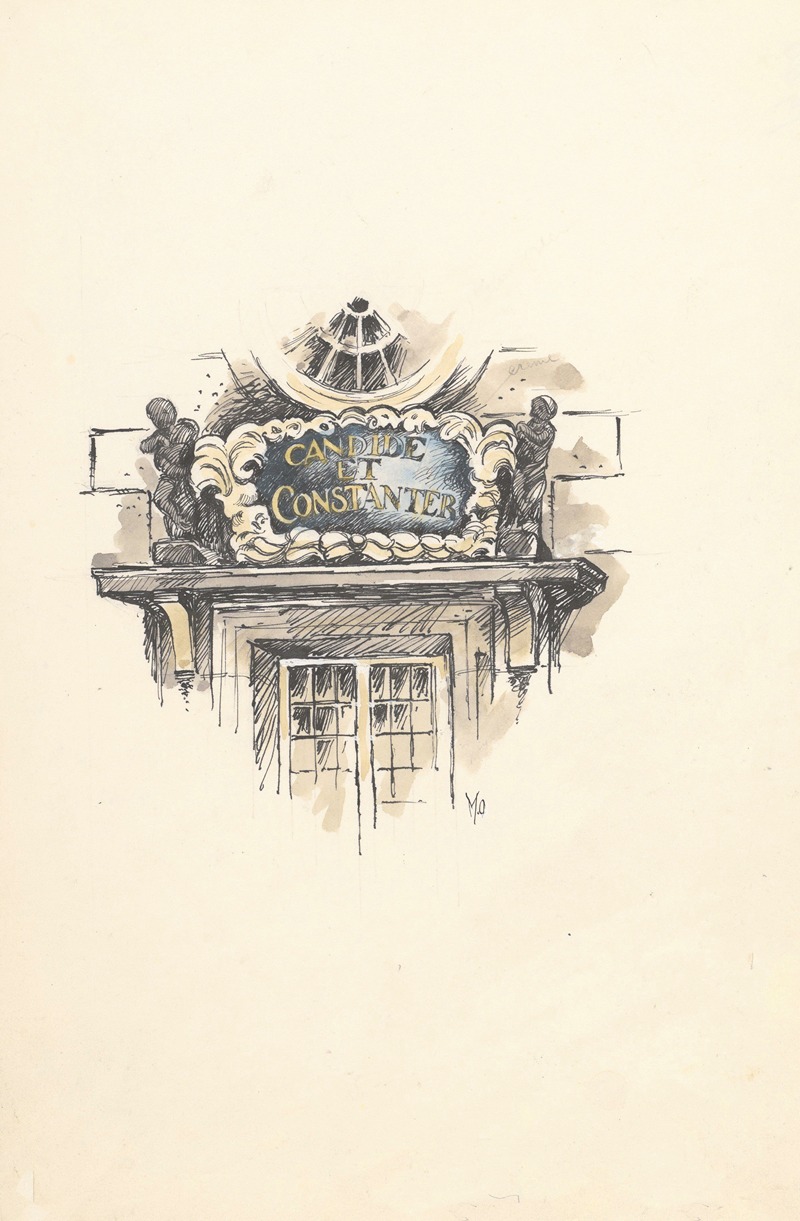 Maarten Oortwijn - Wapenspreuk, Candide et Constanter, boven de ingang van het stadhuis van Enkhuizen.