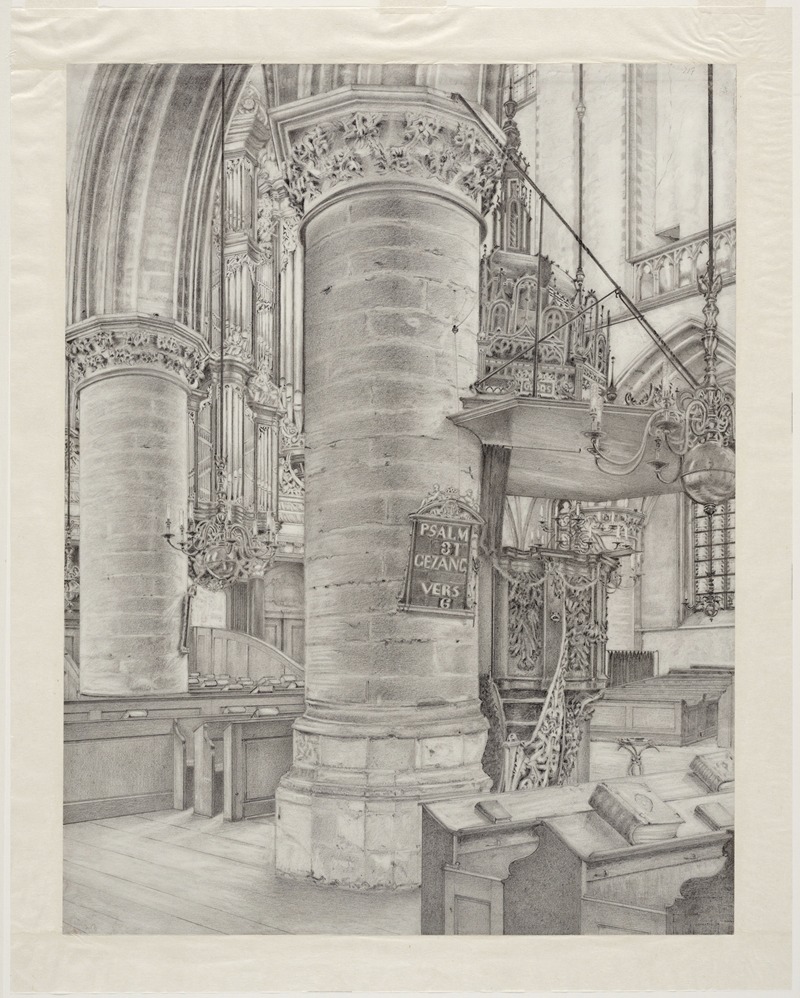 Willem Horsman - Interieur, preekstoel in de St. Bavo- of Grote Kerk