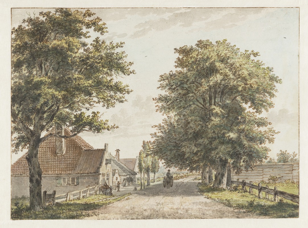 Wybrand Hendriks - Gezicht op huisjes en boerderijtjes aan ‘t Zieken tussen de Schotersingel en de Driesprong, thans de Kennemerstraat