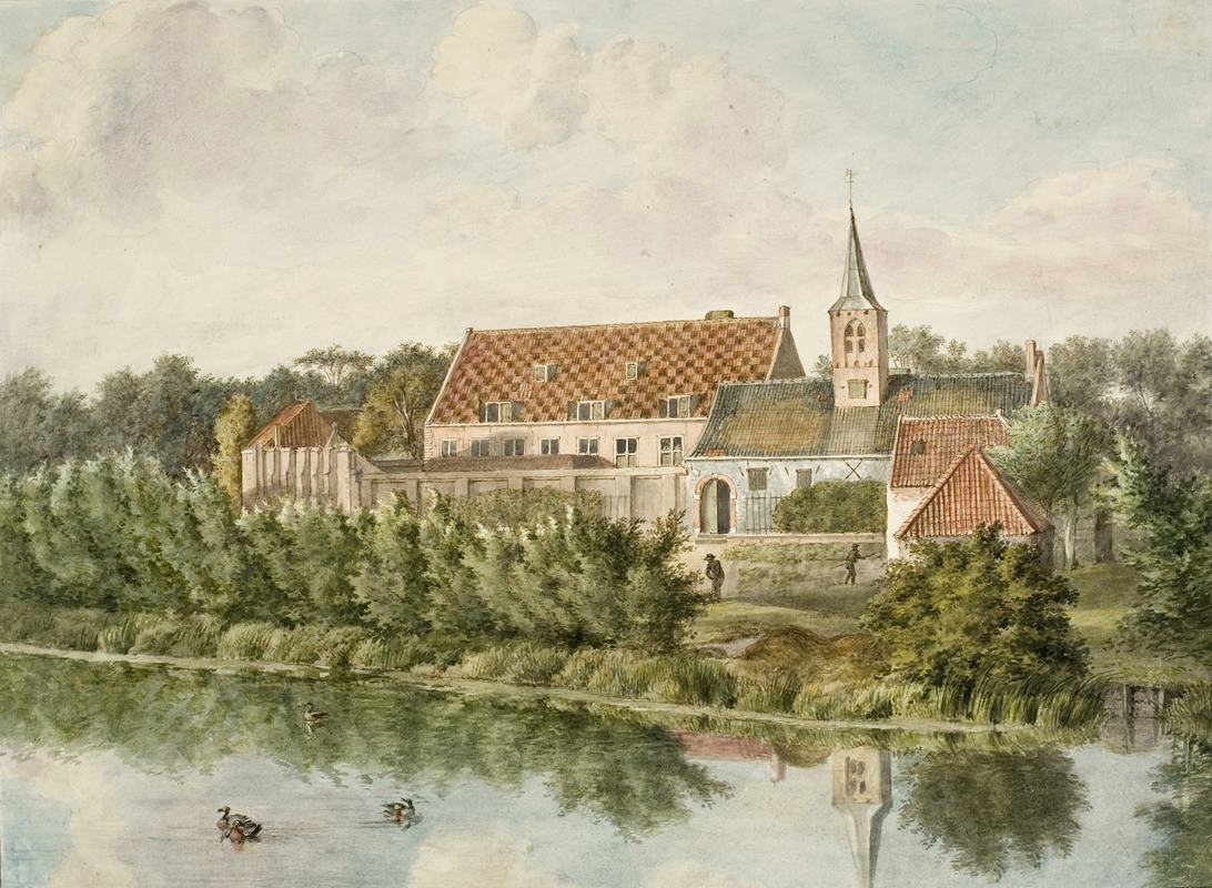Wybrand Hendriks - t Buyten Proveniershuis te Haarlem; van de hoogte van de wal te zien