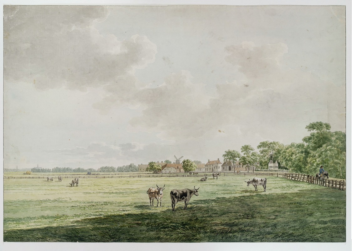 Wybrand Hendriks - Weiland met gezicht naar het zuiden op de Hoofdstraat van Santpoort