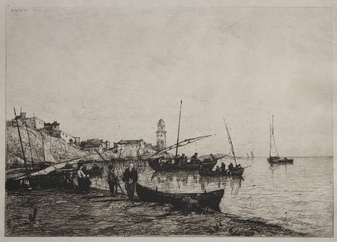 Adolphe Appian - Return of the Fishing Boats at Collioure, near the Spanish Border