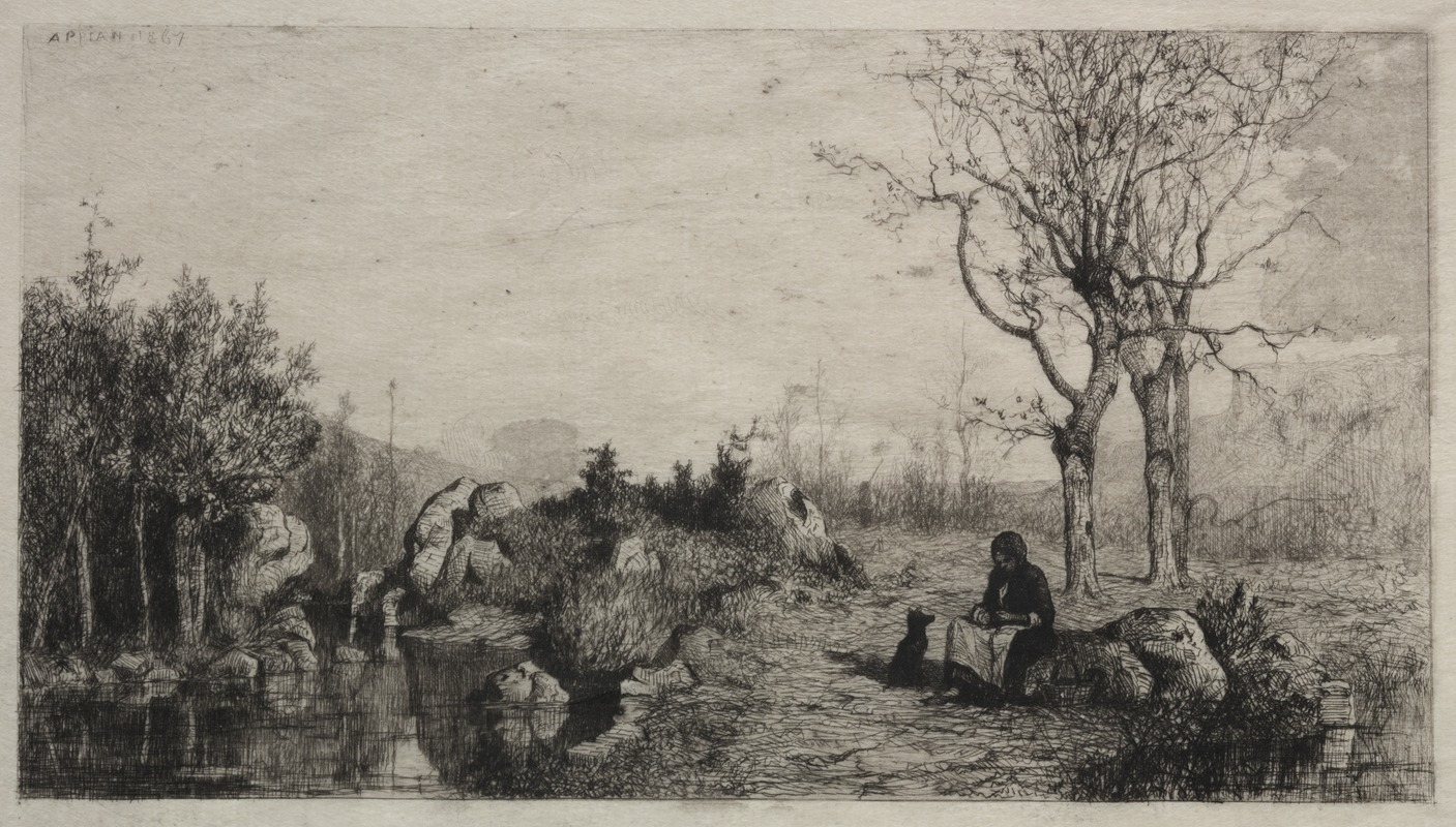 Adolphe Appian - Shore of a Stream at Rossillon