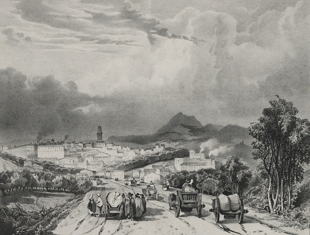 Adrien Dauzats - Vue generale de Riom, Auvergne