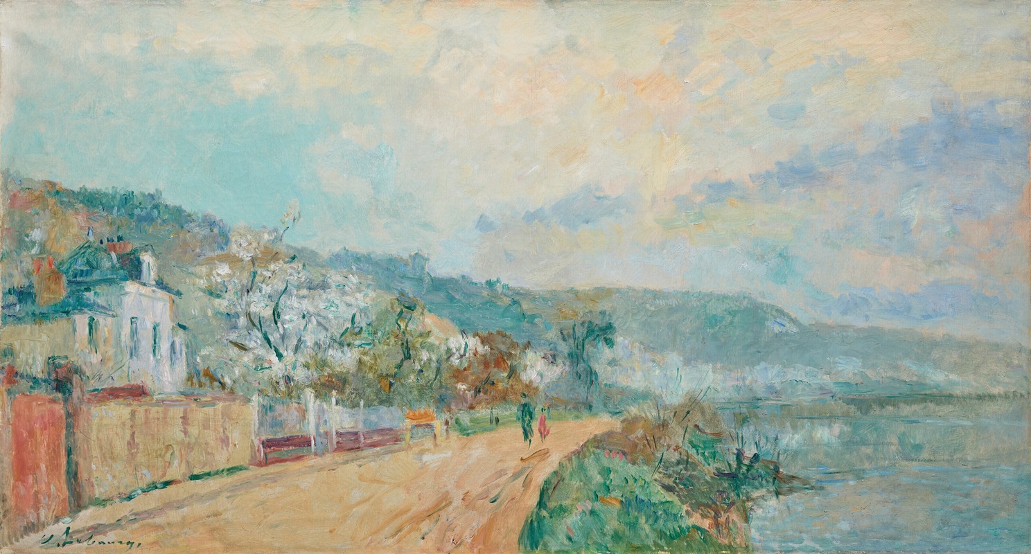 Albert Lebourg - Le Printemps à la Bouille le matin, effet d’arbres en fleurs