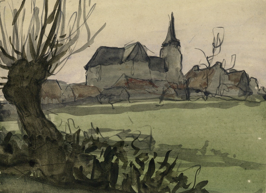 Alfred Ost - Gezicht op Hakendover met de Sint Salvatorkerk