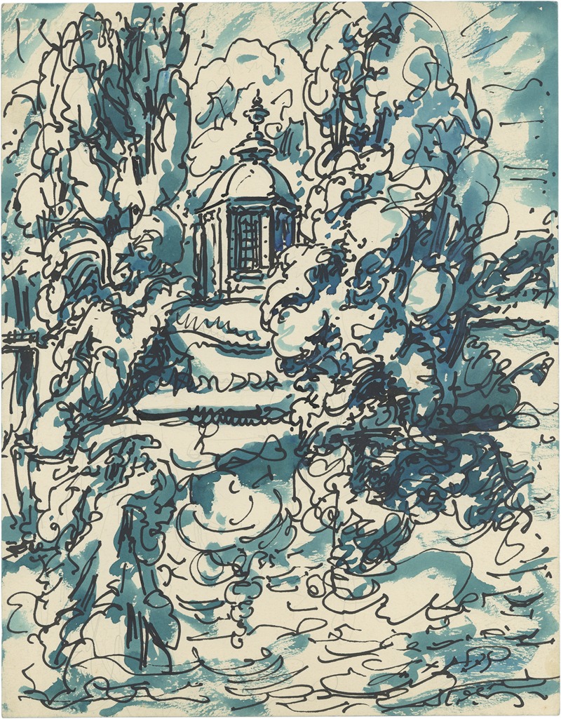 Alfred Ost - Italiaanse kerk en bomen