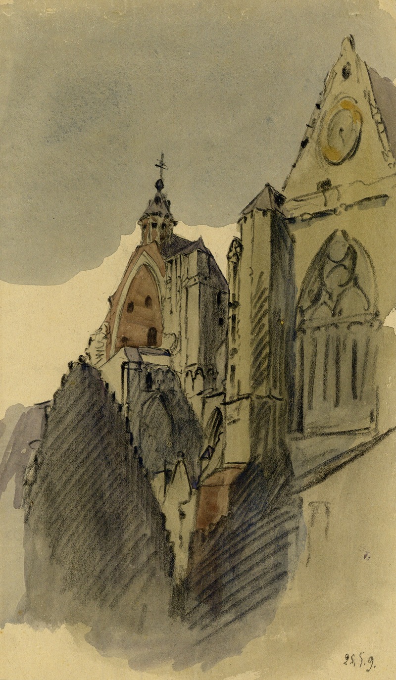 Alfred Ost - Zijzicht op de OLV – kerk te Mechelen