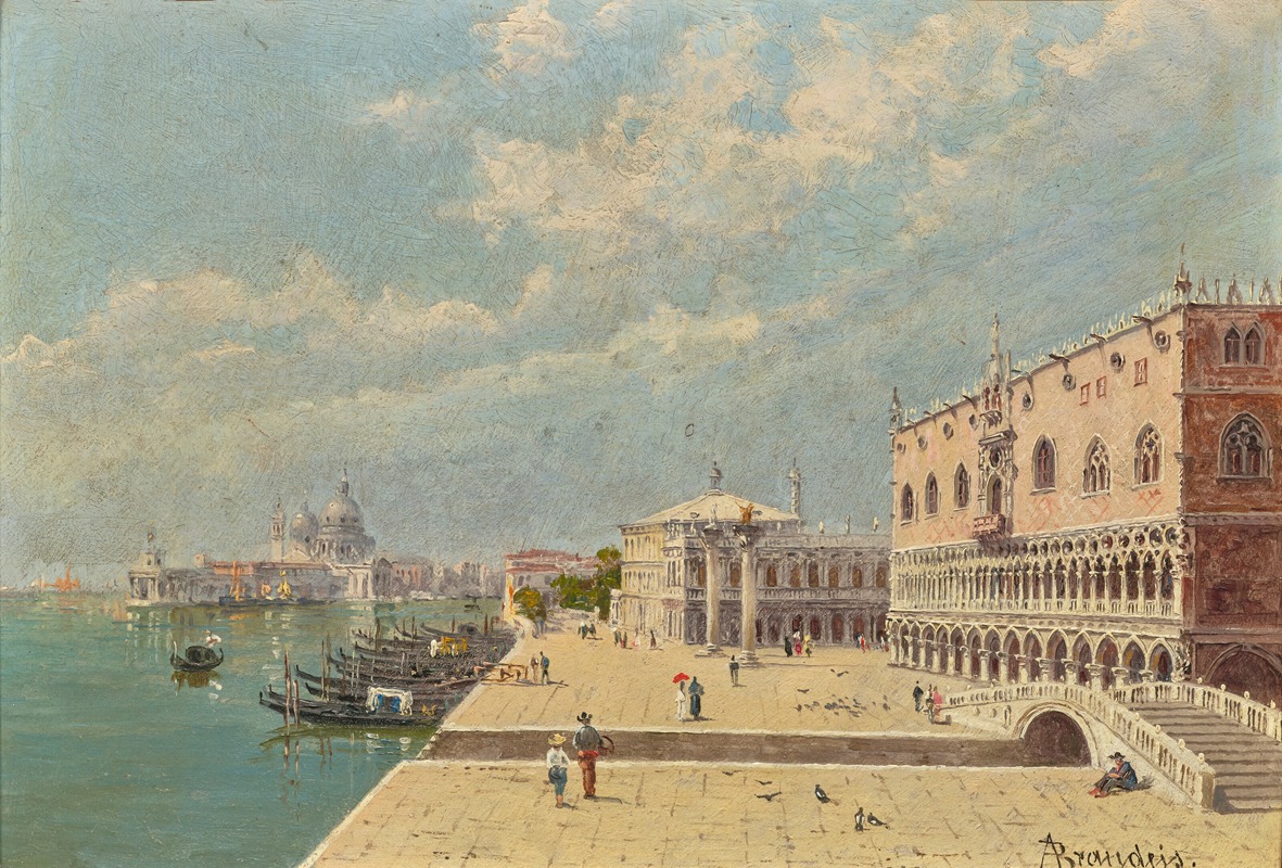 Antonietta Brandeis - View of Venice; The Palazzo Ducale, The Piazzetta San Marco And The Basilica Santa Maria Della Salute From The Riva Degli Schiavoni