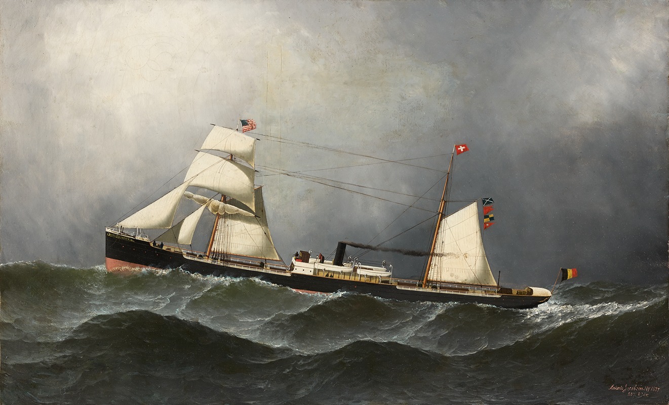 Antonio Jacobsen - Het stoomschip met hulpzeilvermogen ‘Daniel Steinmann’ van de White Cross Line