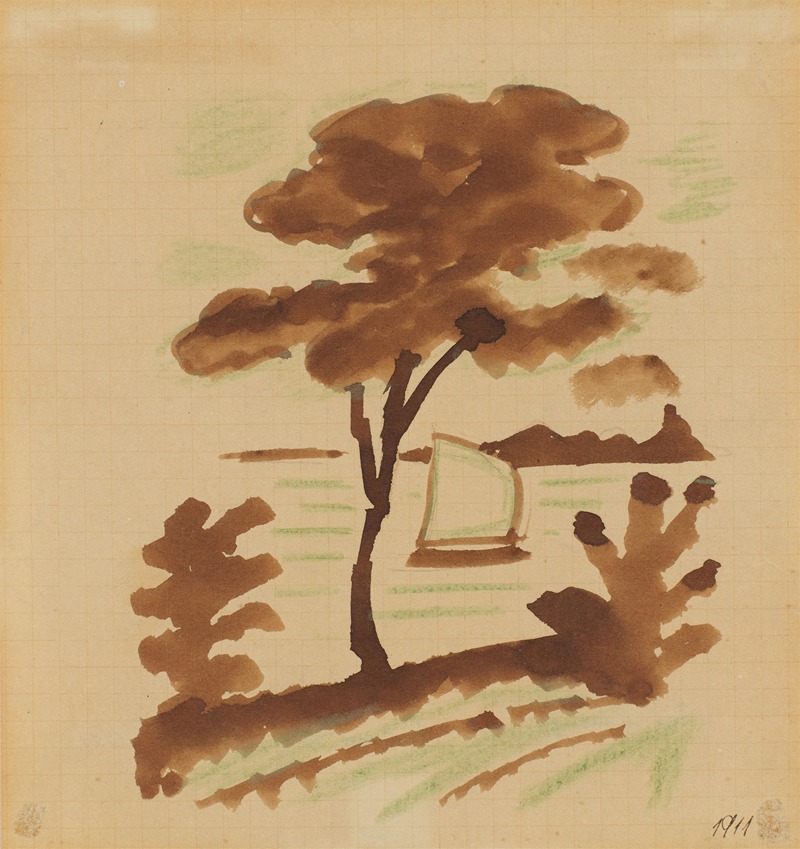 August Macke - Baum und Segelboot I