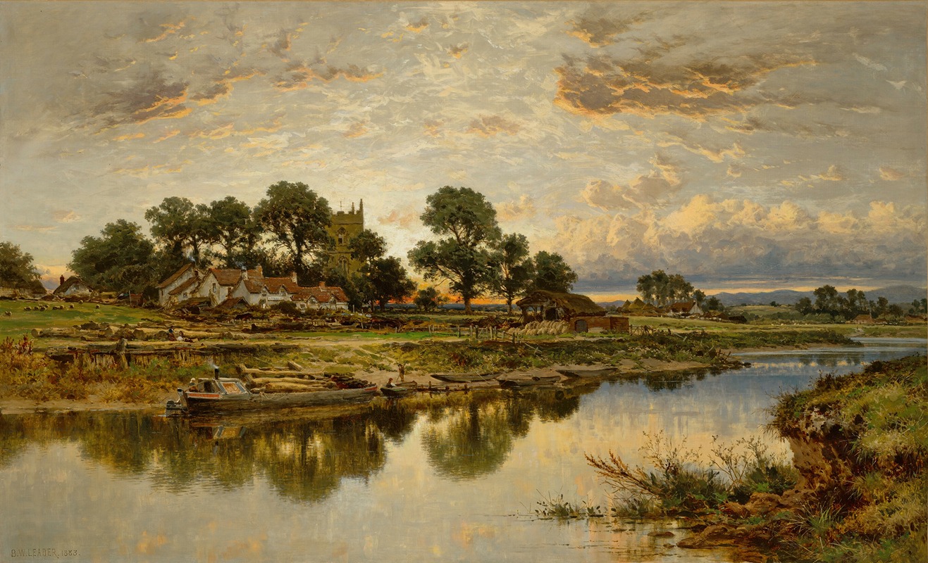 Benjamin Williams Leader - Kempsey Church on the River Severn