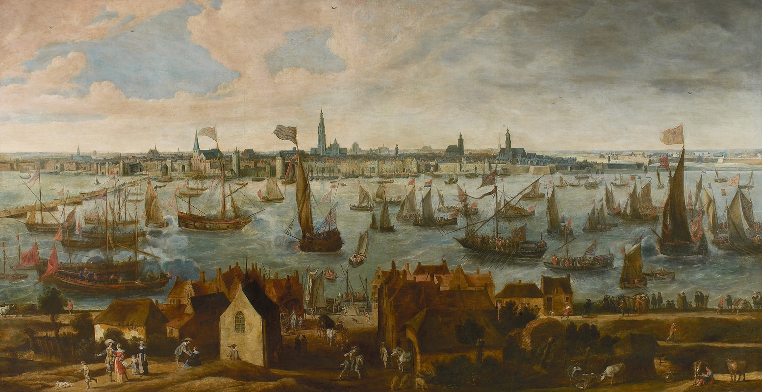 Bonaventura Peeters the Elder - Zicht op de rede van Antwerpen vanop het Vlaams hoofd.